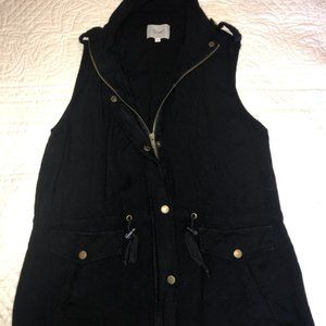 Black zip up vest style top -- size M